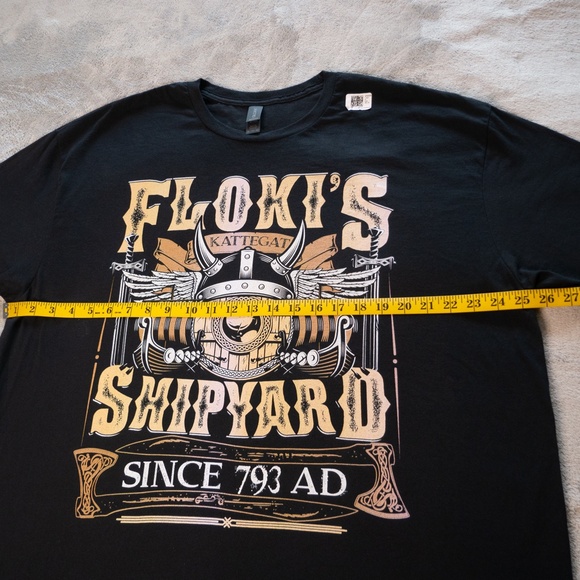 Flokis Shipyard Kattegat Norse Mythology Men’s XXL 2XL Black Viking Graphic Tee - Picture 10 of 12